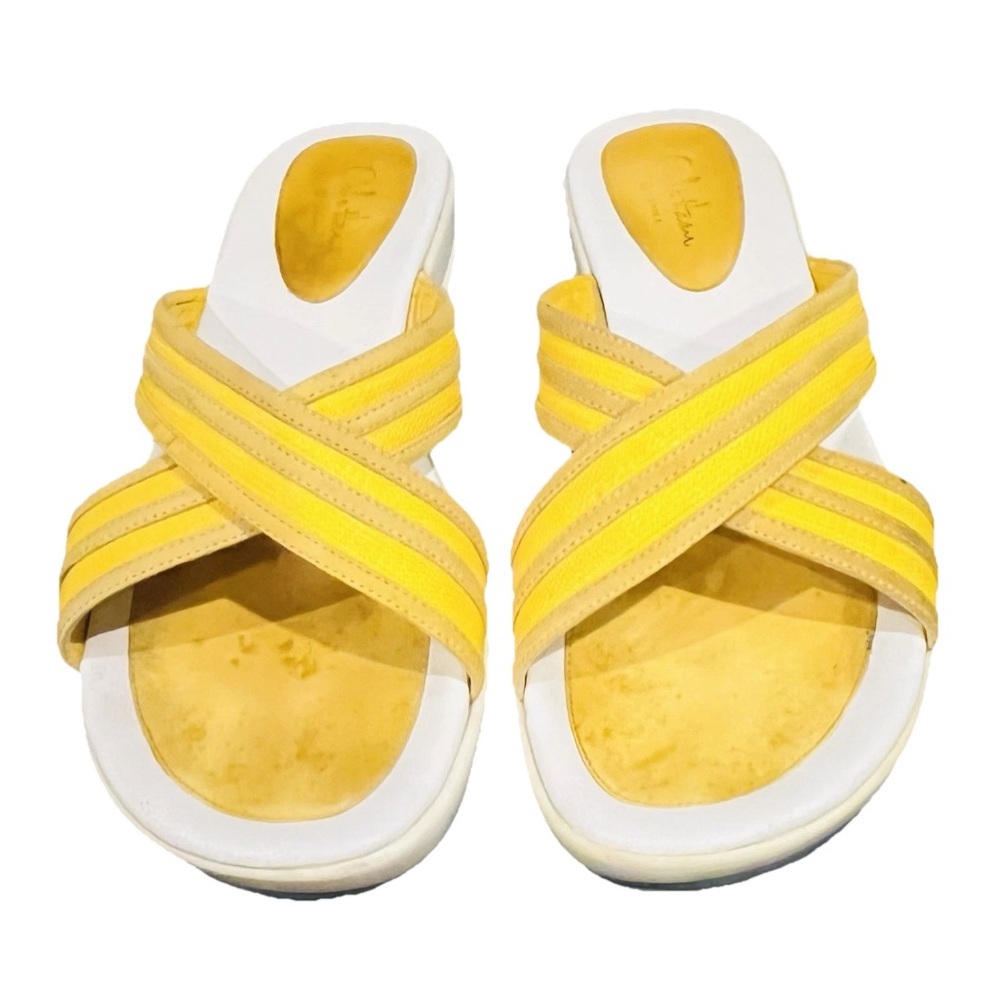 Women’s Cole Haan D24141 Air Vela Slide Lemon / Yellow Casual Sandals Size 7B